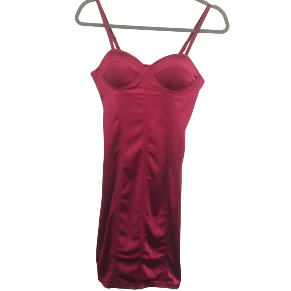 NWT Papaya Women's Red Satin Bodycon Dress Size Small